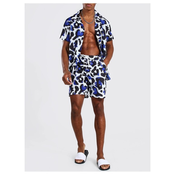 Short sleeve reverse leopard shirt and swim - Picture 2 of 6